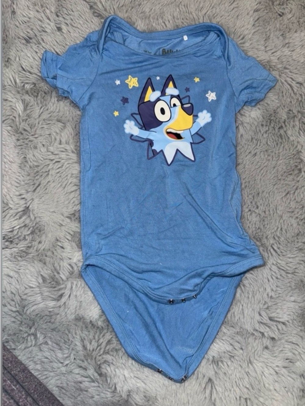 Blue Kids One-Piece Bodysuit with Cartoon Print